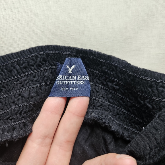 AMERICAN EAGLE Black Soft Pants Crop length Ruched Side XXS AE - Picture 4 of 7